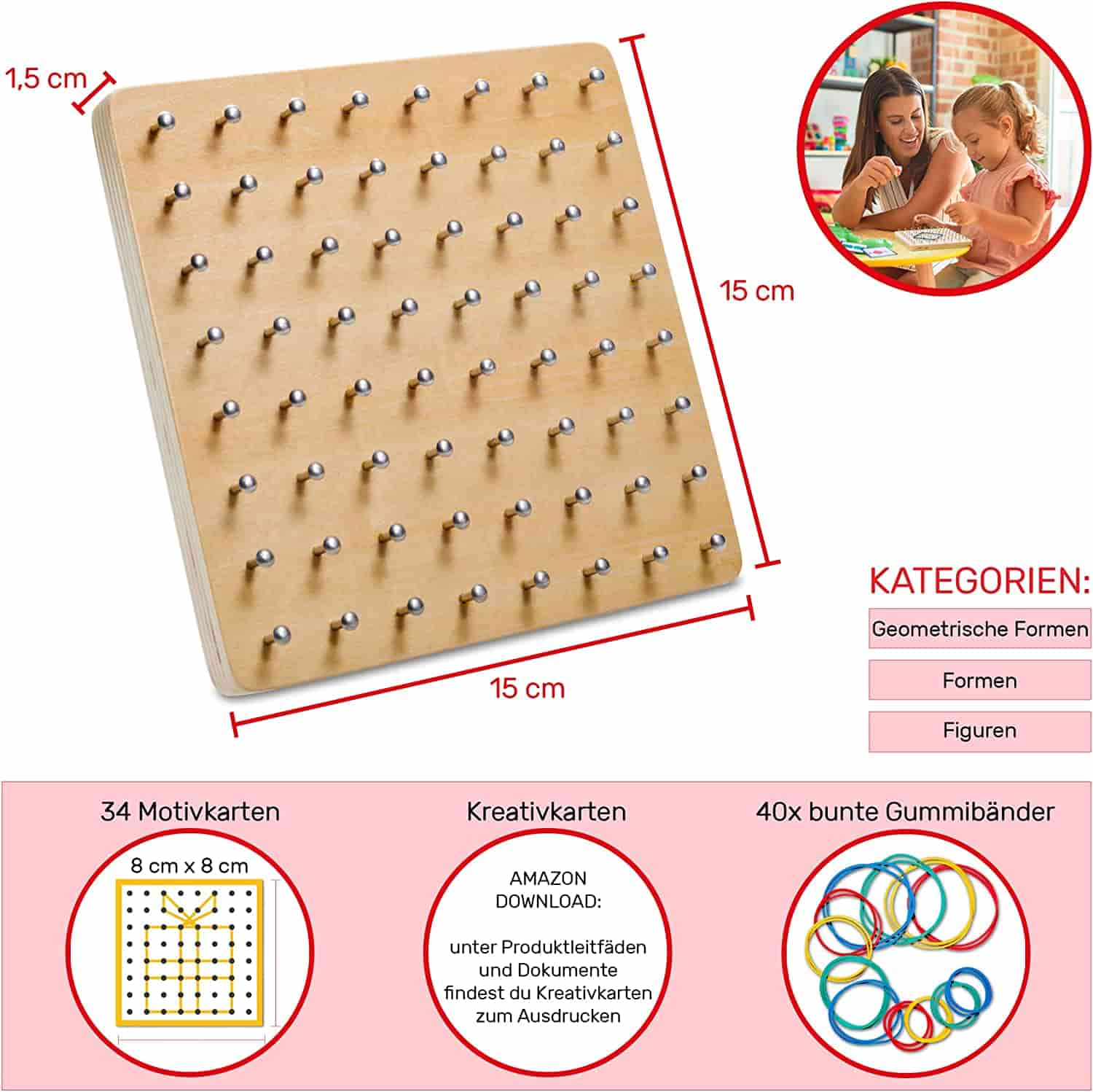 Geoboard - Motorikspielzeug aus Holz - CUBIDI