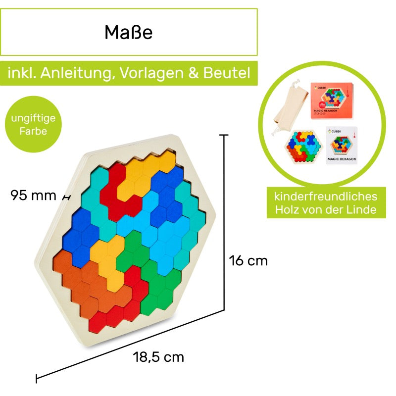 Hexagon Holz-Puzzle - CUBIDI