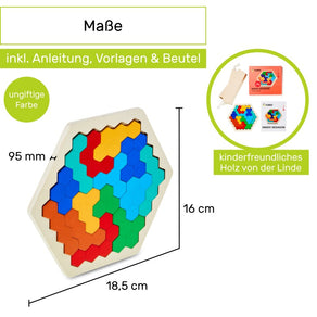 Hexagon Holz-Puzzle - CUBIDI