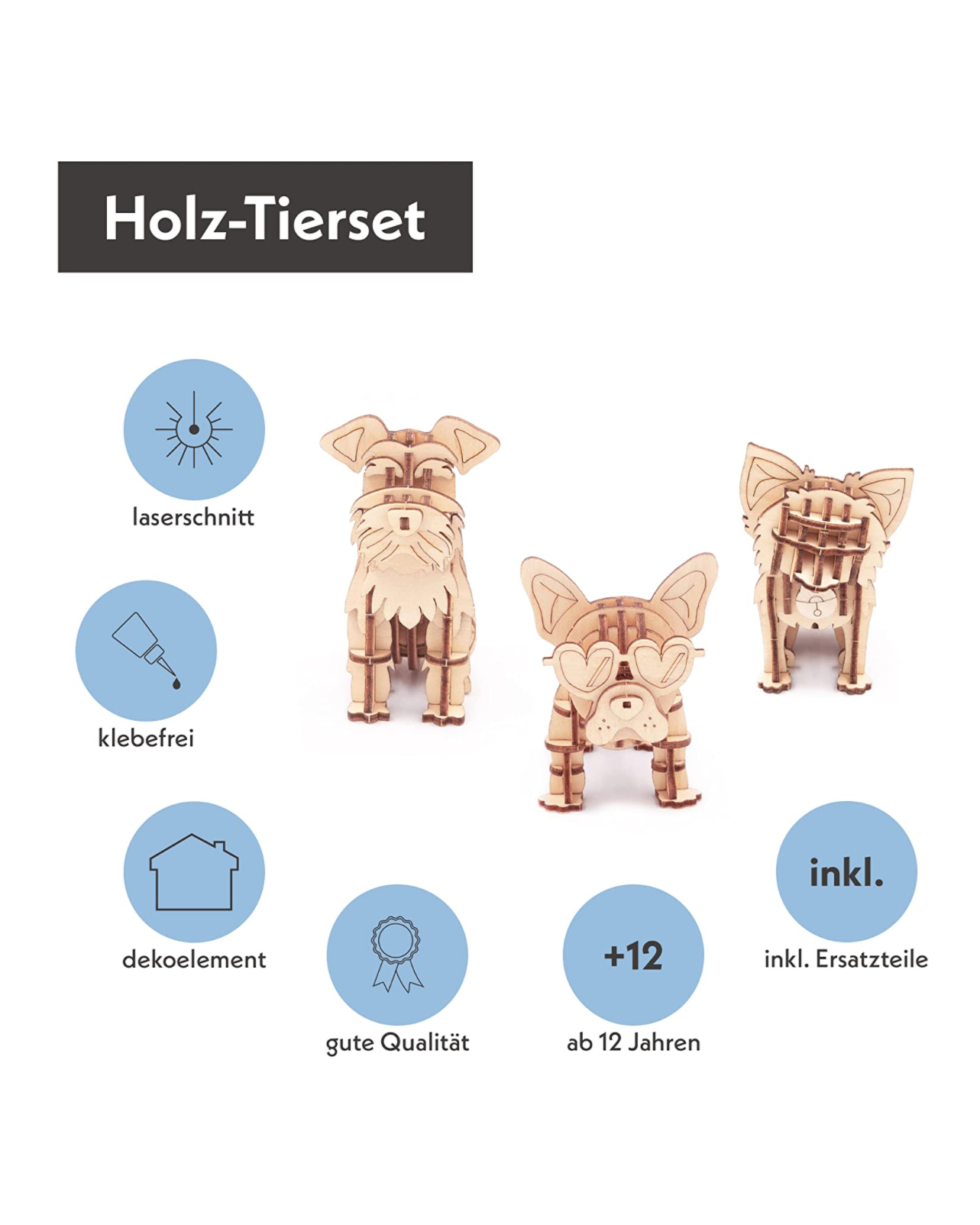 Holz-Tierset LEUKIP - CUBIDI